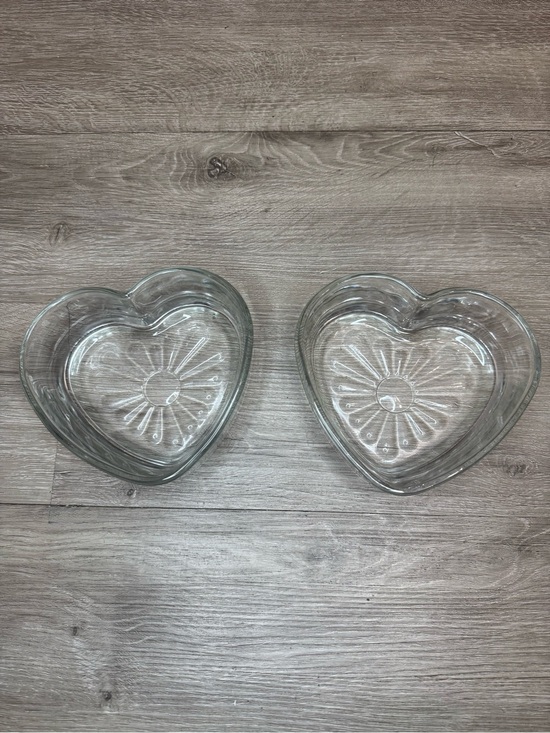 Other - Vintage Heart Shaped Glass Trinket Dishes Set of 2